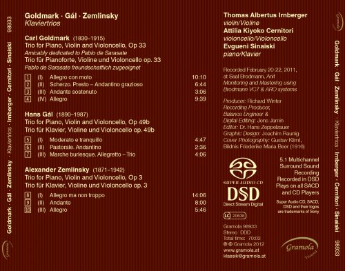 Thomas Albertus Irnberger, Attilia Kiyoko Cernitori, Evgueny Sinaiski - Zemlinsky - Goldmark - Gál: Klaviertrios (2012)