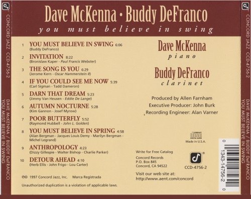 Dave McKenna & Buddy DeFranco - You Must Believe In Swing (1997)