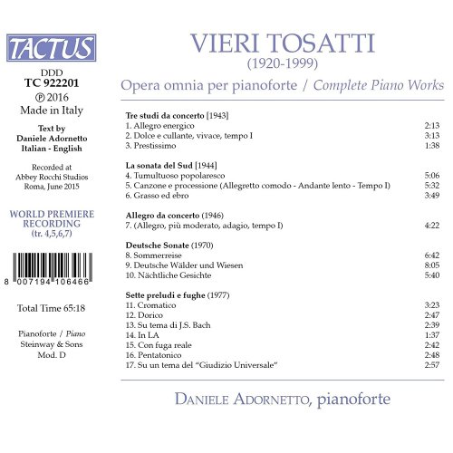 Daniele Adornetto - Tosatti: Complete Piano Works (2016)