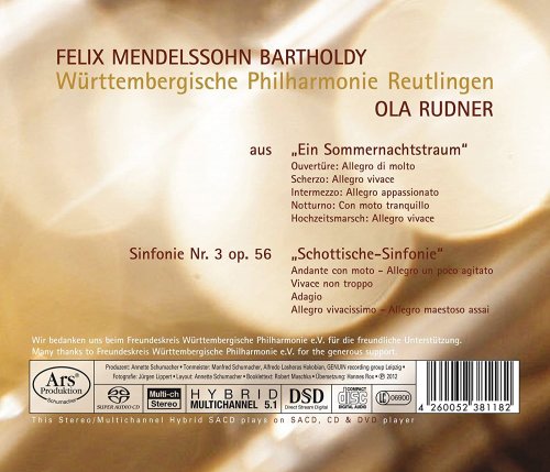 Wurttembergische Philharmonie Reutlingen, Ola Rudner - Mendelssohn: A Midsummer Night's Dream and Scottish Symphony (2013)