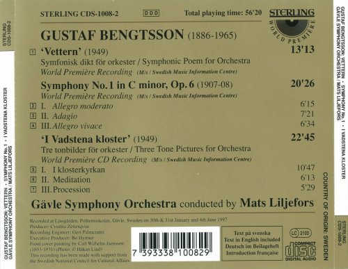 Gävle Symphony Orchestra, Mats Liljefors - Bengtsson: "Vettern" - Symphony No.1 - "I Vadstena Kloster" (2014)