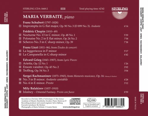 Maria Verbaite - Maria Verbaite Plays Schubert, Chopin, Liszt, Grieg, Rachmaninoff & Balakirev (2008)