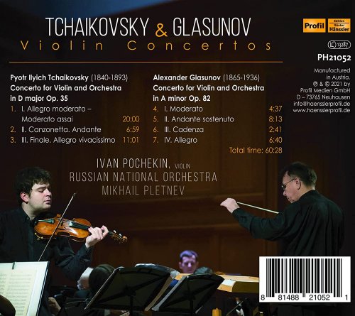 Ivan Pochekin, Russian National Orchestra & Mikhail Pletnev - Tchaikovsky & Glazunov: Violin Concertos (2022) [Hi-Res]