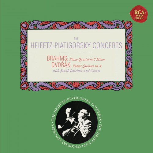 Jascha Heifetz, Sanford Schonbach, Gregor Piatigorsky - Brahms: Piano Quartet No. 3 in C Minor, Op. 60 - Dvorák: Piano Quintet No. 2 in A Major, Op. 81 (Heifetz Remastered) (2016) [Hi-Res]