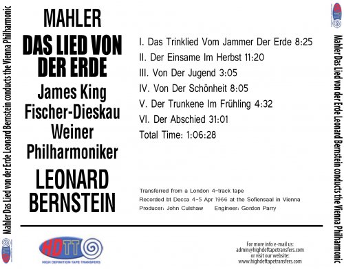 Leonard Bernstein - Mahler: Das Lied Von Der Erde (1964) [2016 DSD128]