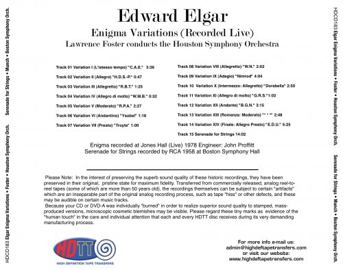 Lawrence Foster, Charles Munch - Elgar: Enigma Variations, Serenade for Strings (1958, 1978) [2009] Hi-Res