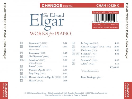 Peter Pettinger - Elgar: Works for Piano (2007) [Hi-Res]