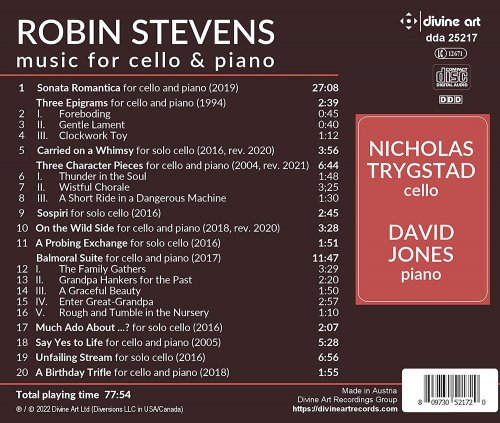 Nicholas Trygstad, David Jones - Stevens: Music for Cello & Piano (2022) [Hi-Res]