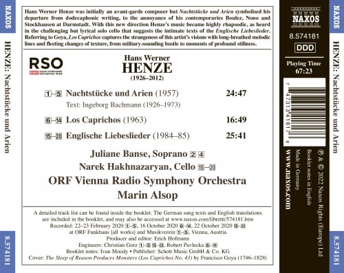 ORF Vienna Radio Symphony Orchestra, Marin Alsop, Narek Hakhnazaryan, Juliane Banse - Henze: Nachtstücke und Arien, Los caprichos & Englische Liebeslieder (2022) [Hi-Res]