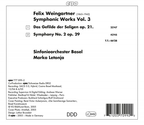 Sinfonieorchester Basel, Marko Letonja - Weingartner: Symphony No. 2, Op. 29 & Das Gefilde der Seligen, Op. 21 (2022)