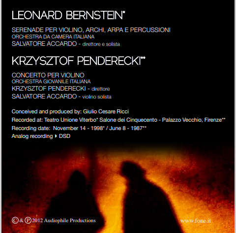 Salvatore Accardo, Orchestra Giovanile Italiana, Orechstra da Camera Italiana - Works for Violin of Bernstein, Penderecki (2014) [DSD64]