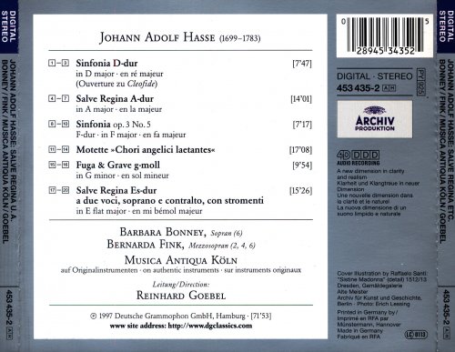 Barbara Bonney, Bernarda Fink, Musica Antiqua Köln, Reinhard Goebel - Johann Adolf Hasse: Salve Regina (1997) CD-Rip