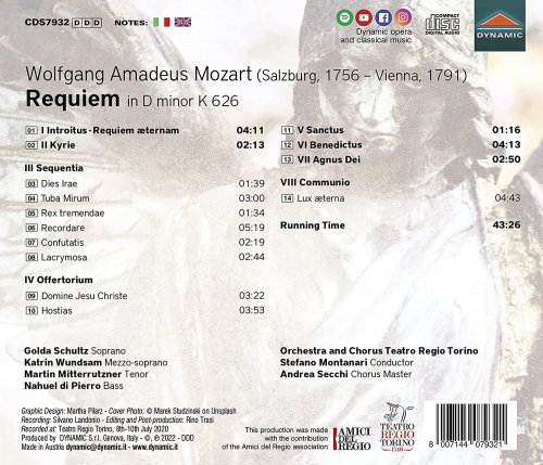 Stefano Montanari, Orchestra del Teatro Regio di Torino, Coro del Teatro di Regio di Torino - Mozart: Requiem in D Minor, K. 626 "Missa pro defunctis" (2022) [Hi-Res]