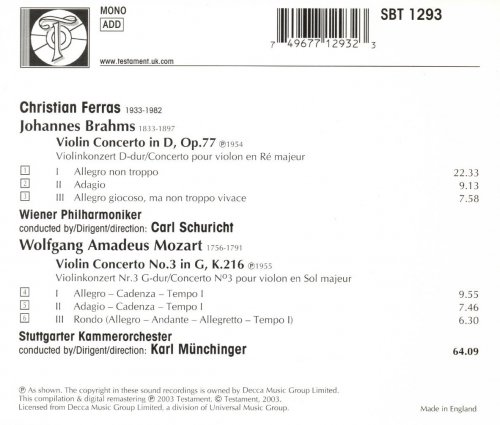 Christian Ferras - Brahms: Violin Concerto / Mozart: Violin Concerto No. 3 (2003)