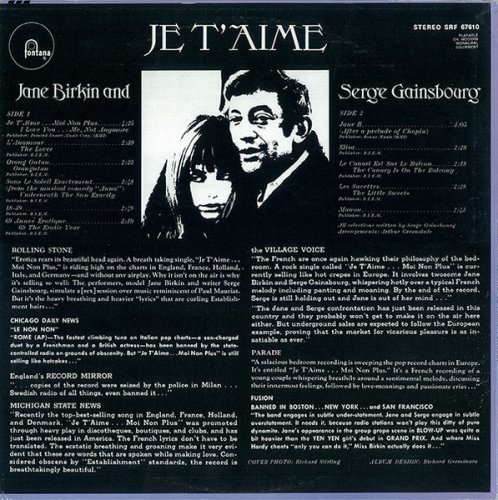 Jane Birkin and Serge Gainsbourg - Je T'Aime: Beautiful Love (1969) LP