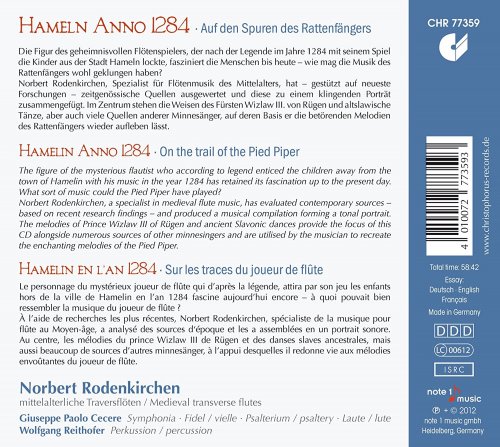 Giuseppe Paolo Cecere, Wolfgang Reithofer, Norbert Rodenkirchen - Hameln Anno 1284: Medieval Flute Music On The Trail Of The Pied Piper (2012)