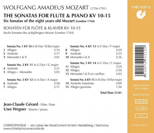 Jean-Claude Gérard & Uwe Wegner - Mozart: Sonatas for Flute and Piano (2010)