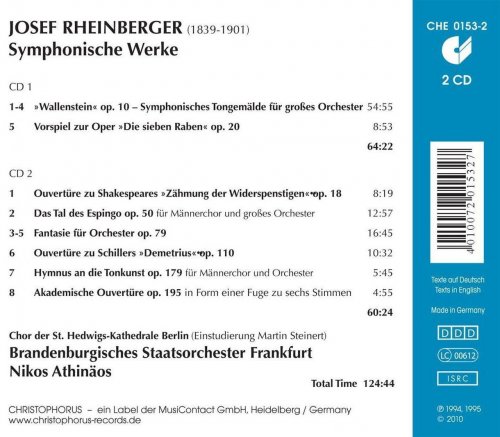 Brandenburgisches Staatsorchester Frankfurt, Nikos Athinäos - Rheinberger: Symphonische Werke (2011)