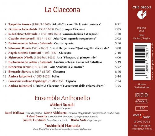 Midori Suzuki, Ensemble Anthonello - La Ciaccona (2015)