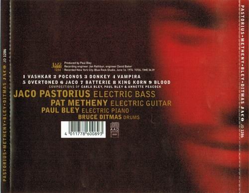 Jaco Pastorius, Pat Metheny, Paul Bley, Bruce Ditmas - Jaco (1976) CD Rip