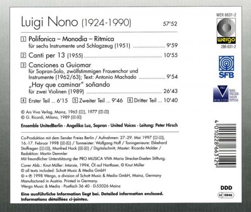 Angelika Luz, United Voices, Ensemble UnitedBerlin, Peter Hirsch - Nono: Polionica-Monodia-Ritmica (1998)