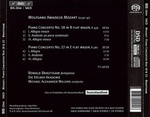 Ronald Brautigam, Die Kölner Akademie, Michael Alexander Willens - Mozart: Piano Concertos Nos. 18 & 22 (2014) CD-Rip