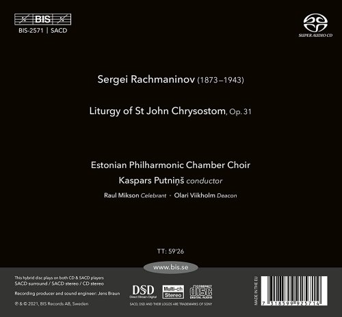 Estonian Philharmonic Chamber Choir & Kaspars Putniņš - Rachmaninoff: Liturgy of St. John Chrysostom, Op. 31 (Excerpts) (2022) [Hi-Res]