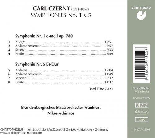 Brandenburgisches Staatsorchester Frankfurt, Nikos Athinäos - Czerny: Symphonies Nos. 1 & 5 (2011)
