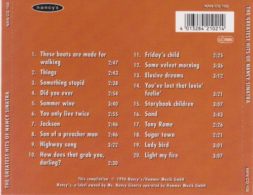 Nancy Sinatra - The Greatest Hits Of Nancy Sinatra (With Frank Sinatra, Lee Hazlewood & Dean Martin) (1996) CD-Rip