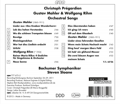 Christoph Pregardien - Mahler & Rihm: Orchestral Songs (2013)