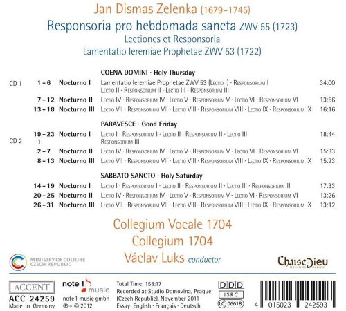 Collegium 1704, Collegium Vocale 1704, Vaclav Luks - Zelenka: Responsoria pro hebdomada sancta (2012)