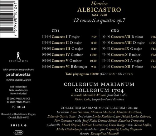 Collegium Marianum, Collegium 1704, Vaclav Luks - Albicastro, H.: Concerti A 4, Op. 7, Nos. 1-12 (2001)