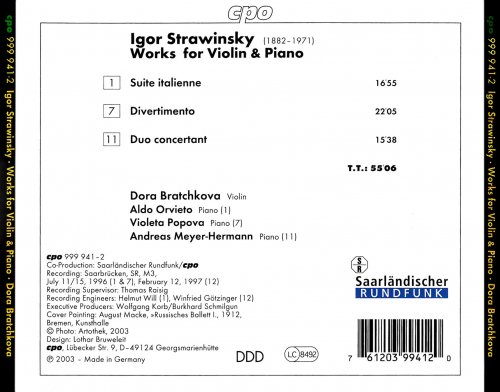 Violeta Popova, Aldo Orvieto, Andreas Meyer-Hermann, Dora Bratchkova - Stravinsky: Works for Violin & Piano (2003)