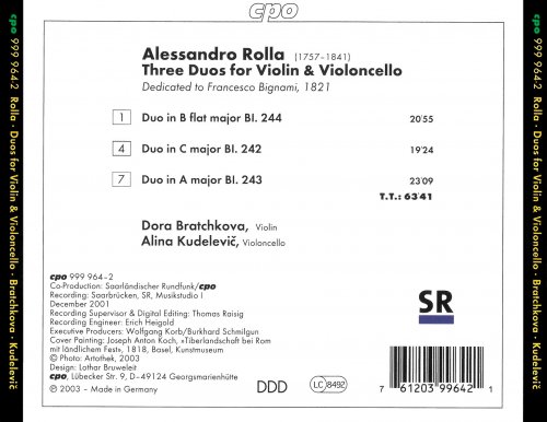 Dora Bratchkova, Alina Kudelevič - Rolla: 3 Duos for Violin & Cello (2003)