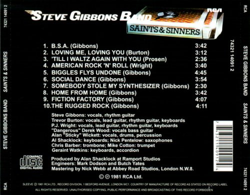 Steve Gibbons Band - Saints & Sinners (Reissue) (1981/2020)