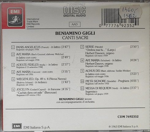 Beniamino Gilgi - Canti Sacri (1963)