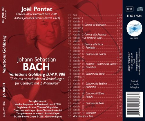 Joël Pontet - Johann Sebastian Bach: Variations Goldberg BWV 988 (2012) [Hi-Res]