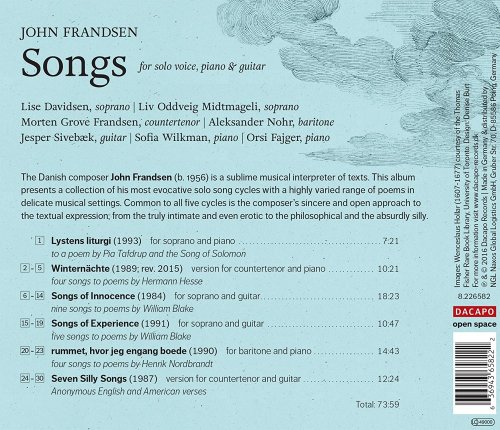 Lise Davidsen, Liv Oddveig Midtmageli, Morten Grove Frandsen, Aleksander Nohr - John Frandsen: Songs For Solo Voice, Piano & Guitar (2016) [Hi-Res]