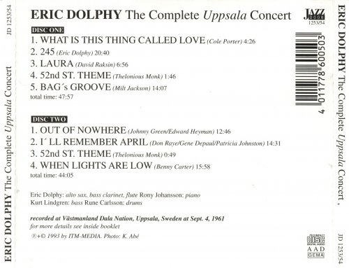 Eric Dolphy - The Complete Uppsala Concert (1961) [1993]