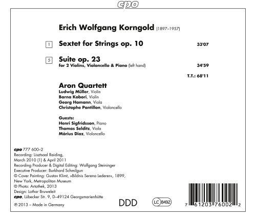 Aron Quartet - Korngold: String Sextet, Op. 10 & Suite, Op. 23 (2014)