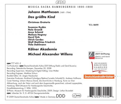Susanne Rydén, Nele Gramß, Anne Schmid, Melissa Hegney, Gerd Türk, Thilo Dahlmann, Koelner Akademie, Michael Alexander Willens - Mattheson: Das groste Kind (2010)