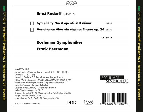 Bochumer Symphoniker, Frank Beermann - Rudorff: Symphony No. 3, Op. 50 & Variations Op. 24 (2015)