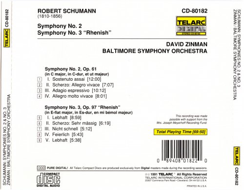 Baltimore Symphony Orchestra, Zinman - Schumann: Symphonies No. 2 & No. 3 "Rhenish" (1991)