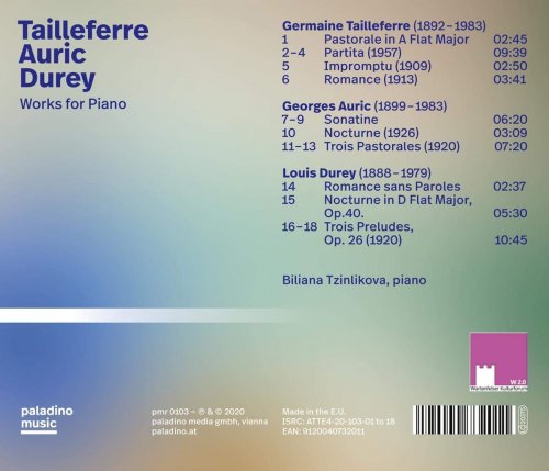 Biliana Tzinlikova - Tailleferre, Auric & Durey: Works for Piano (2020) [Hi-Res]