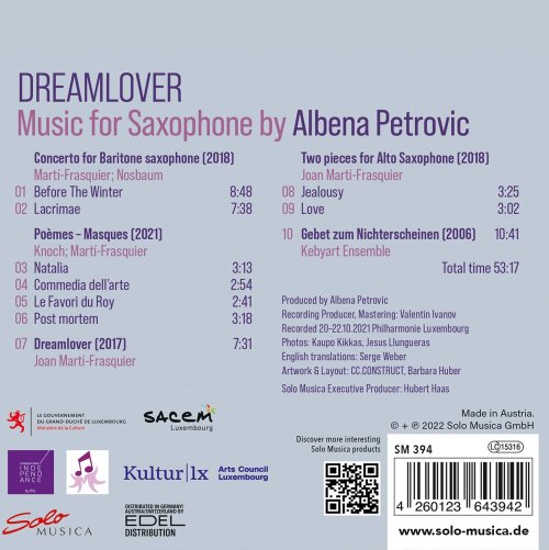 Kebyart Ensemble & Joan Martí-Frasquier - Dreamlover - Music for Saxophone by Albena Petrovic (2022) [Hi-Res]