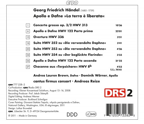 Andrea Lauren Brown, Dominik Woerner, cantus firmus consort, Andreas Reize - Handel: Apollo e Dafne (2011)