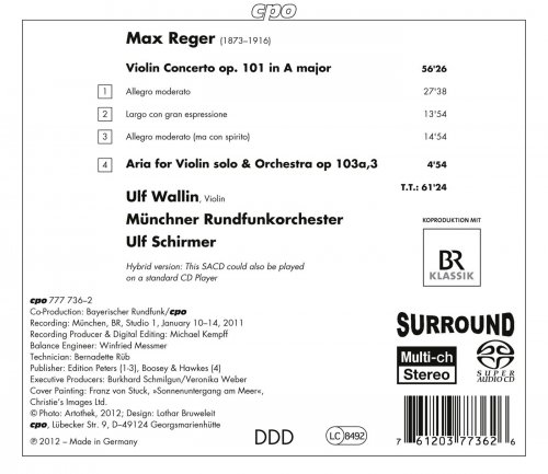 Ulf Wallin, Münchner Rundfunkorchester, Ulf Schirmer - Reger: Violin Concerto, Op. 101 (2012)
