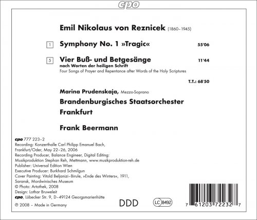 Marina Prudenskaja, Brandenburgisches Staatsorchester Frankfurt, Frank Beermann - Reznicek, E.N. Von: Symphony No. 1, "Tragische" / 4 Bet- Und Bussgesange (2008)