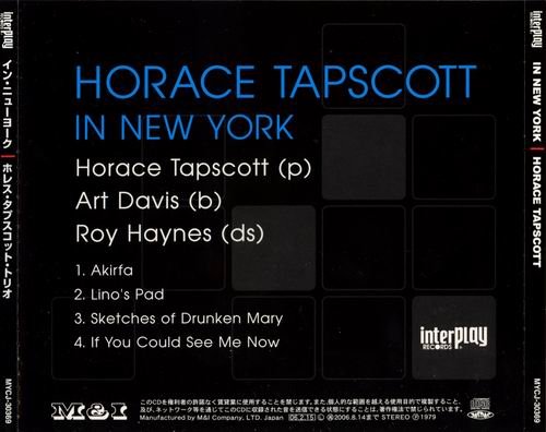 Horace Tapscott - In New York (1979) CD Rip