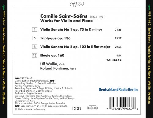 Ulf Wallin, Roland Pöntinen - Saint-Saëns: Violin Sonatas, Triptyque & Élégie (2004)